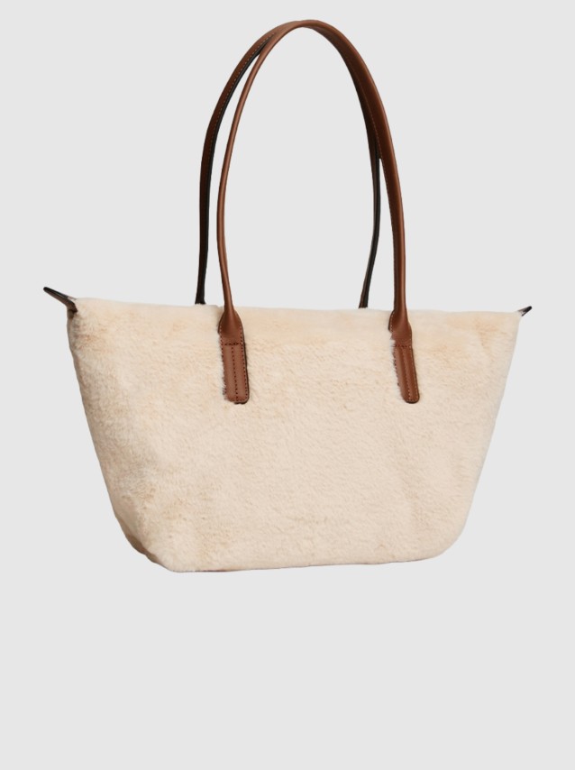 Mala Tommy Hilfiger Mulher Popette East West Tote Faux Fur