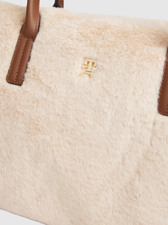 Mala Tommy Hilfiger Mulher Popette East West Tote Faux Fur