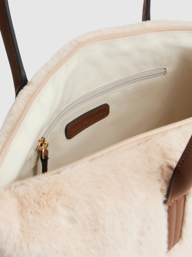 Mala Tommy Hilfiger Mulher Popette East West Tote Faux Fur