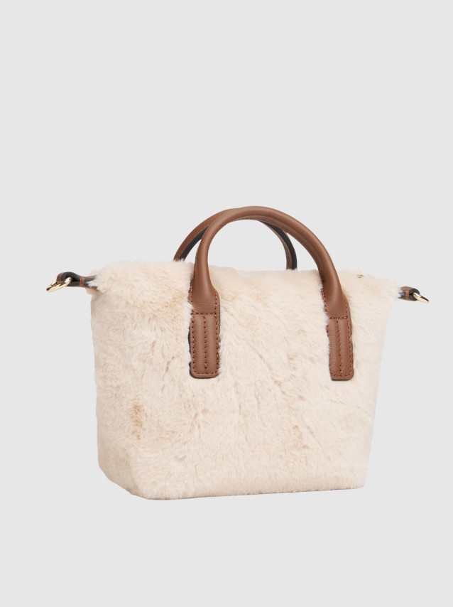 Mala Tommy Hilfiger Mulher Popette Micro Tote Faux Fur