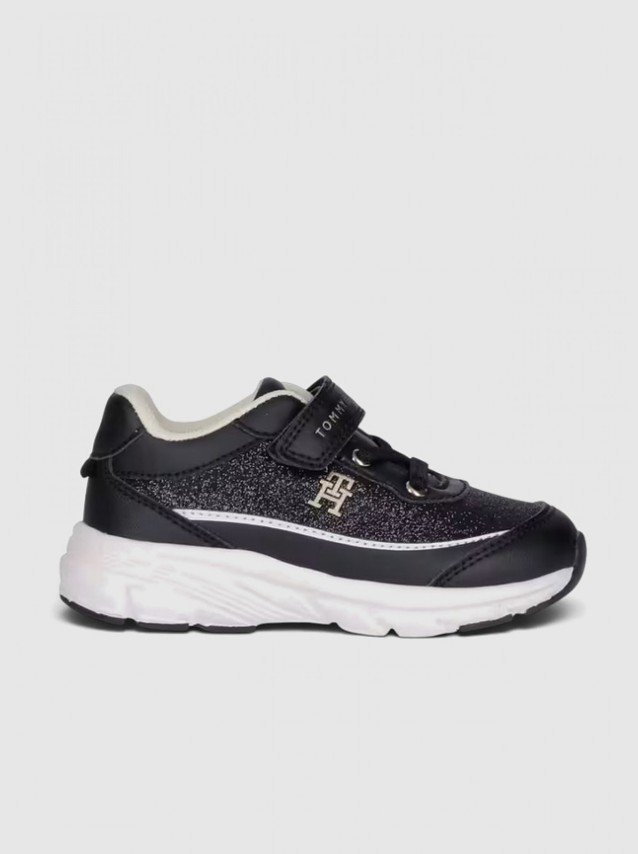 Sapatilha Tommy Hilfiger Menina Low Cut Lace-Up/velcro Sneaker Blac