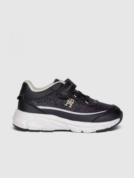 Sapatilha Tommy Hilfiger Menina Low Cut Lace-Up/velcro Sneaker Blac