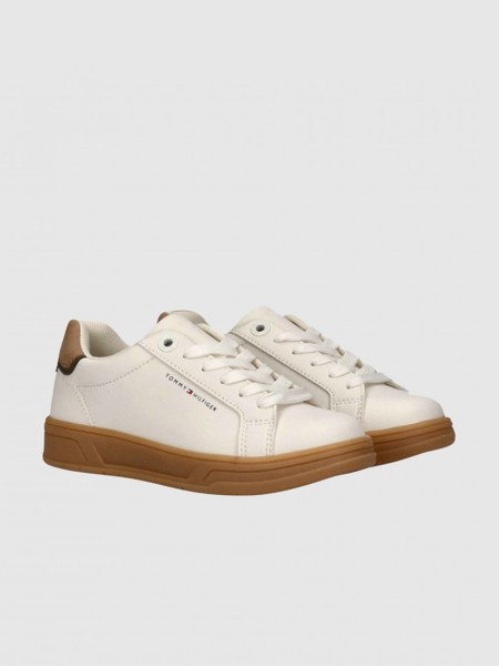 Sapatilha Tommy Hilfiger Menino Low Cut Lace-Up Sneaker Off White/b Sapatilha Tommy Hilfiger Menino Low Cut Lace-Up Sneaker Off White/b
