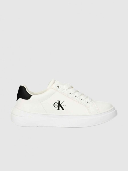 Sapatilha Calvin Klein Menino Low Cut Lace-Up Sneaker White/black