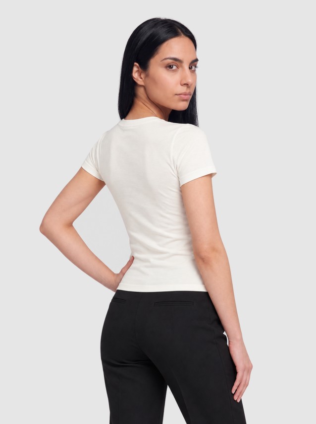 T-Shirt Guess Mulher Ss Cn Snake Triangle Tee