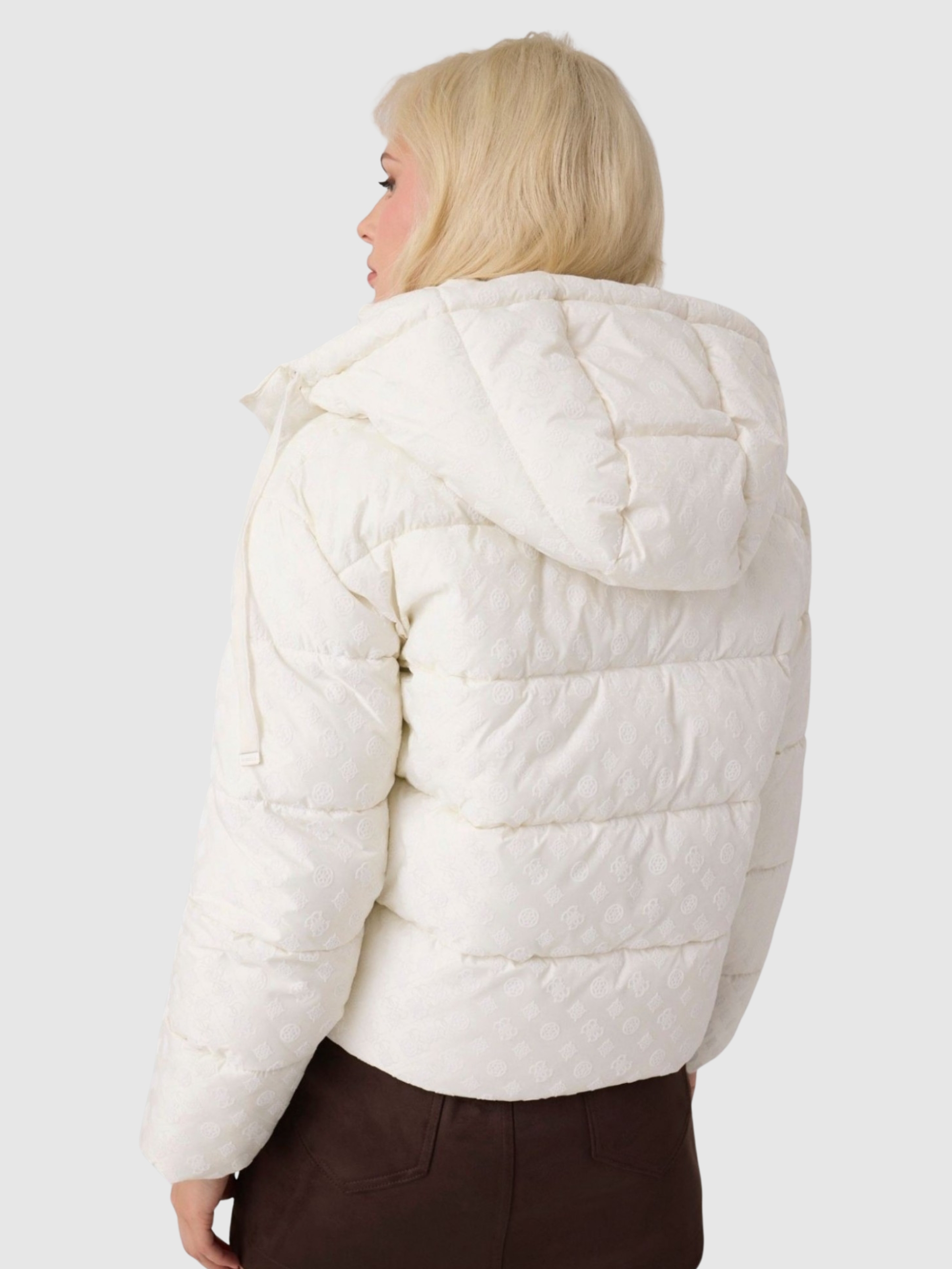 Kispo Guess Mulher New Daisy Crop Logo Puffer