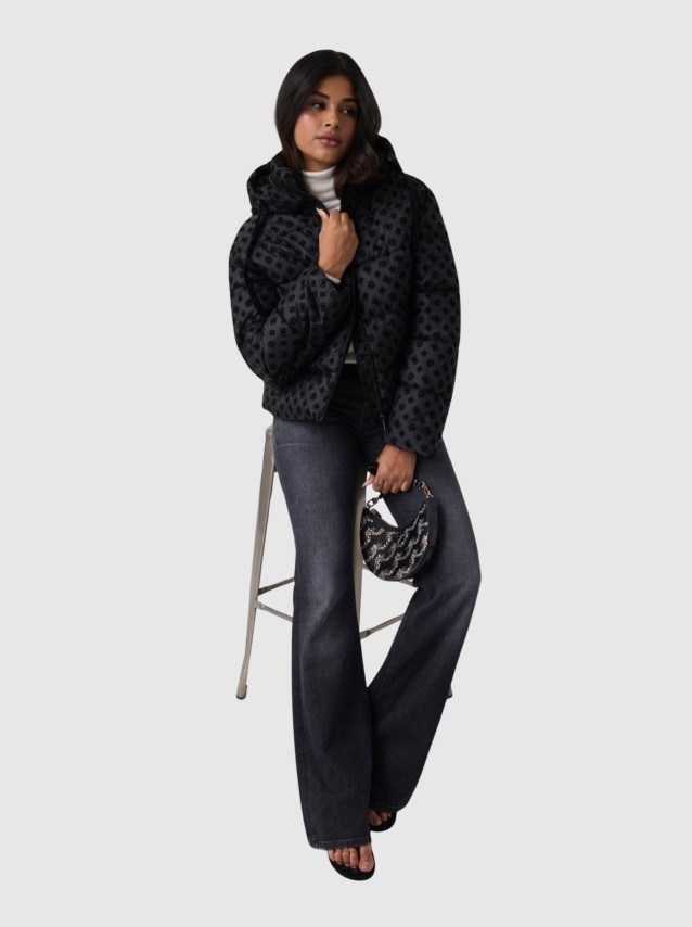 Kispo Guess Mulher New Daisy Crop Logo Puffer