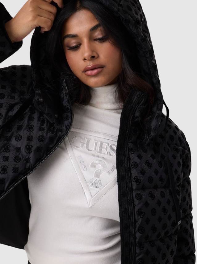 Kispo Guess Mulher New Daisy Crop Logo Puffer