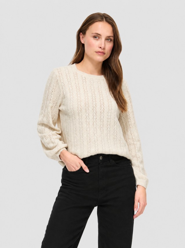 Camisola Vila Mulher Viliga Pointelle L/s O-Neck Top- Noos