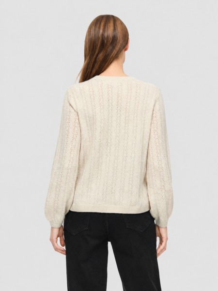 Camisola Vila Mulher Viliga Pointelle L/s O-Neck Top- Noos Camisola Vila Mulher Viliga Pointelle L/s O-Neck Top- Noos