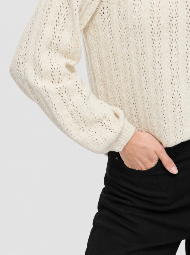 Camisola Vila Mulher Viliga Pointelle L/s O-Neck Top- Noos