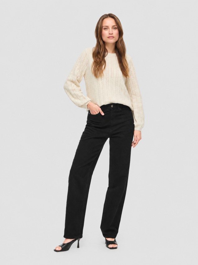 Camisola Vila Mulher Viliga Pointelle L/s O-Neck Top- Noos