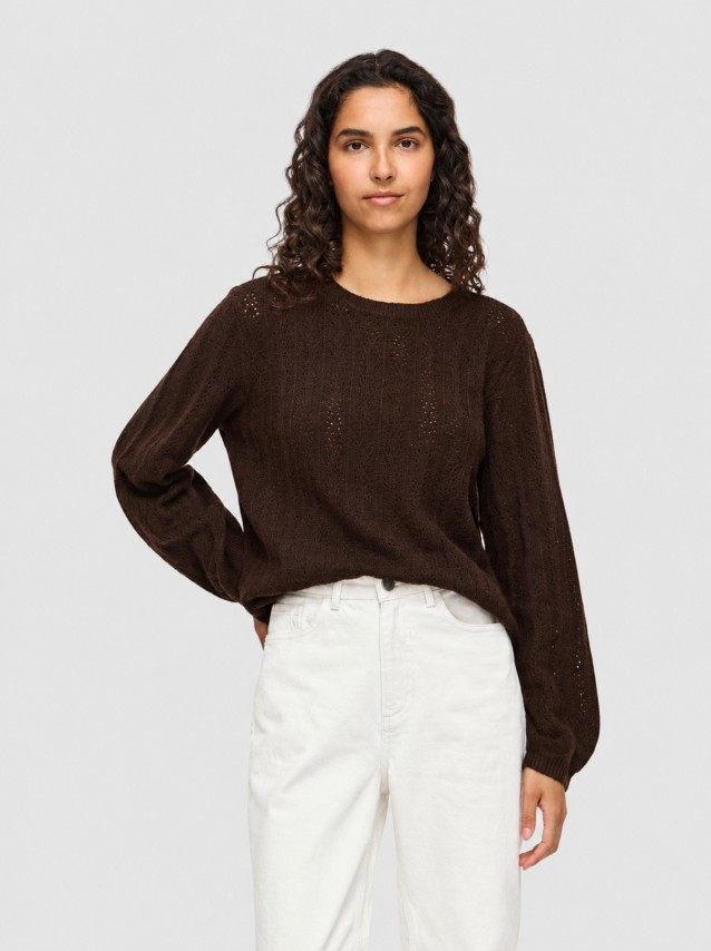 Camisola Vila Mulher Viliga Pointelle L/s O-Neck Top- Noos