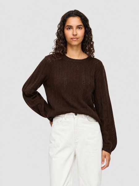 Camisola Vila Mulher Viliga Pointelle L/s O-Neck Top- Noos Camisola Vila Mulher Viliga Pointelle L/s O-Neck Top- Noos