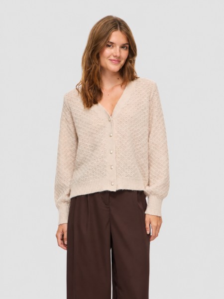 Casaco Vila Mulher Vituli V-Neck L/s Knit Cardigan/pb/rc Casaco Vila Mulher Vituli V-Neck L/s Knit Cardigan/pb/rc