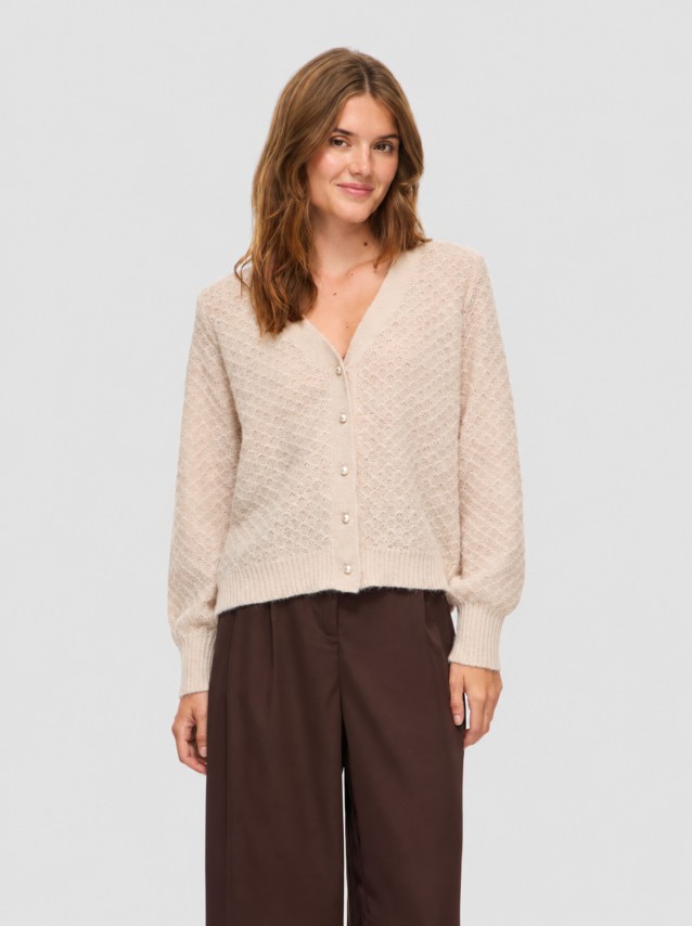 Casaco Vila Mulher Vituli V-Neck L/s Knit Cardigan/pb/rc