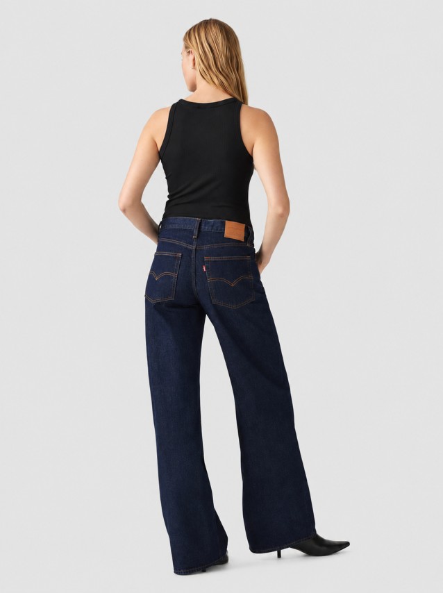 Jeans Levis Mulher Xl Straight Dark Indigo - Flat Finish