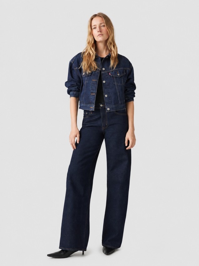 Jeans Levis Mulher Xl Straight Dark Indigo - Flat Finish