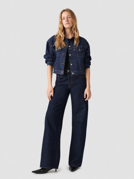 Jeans Levis Mulher Xl Straight Dark Indigo - Flat Finish Jeans Levis Mulher Xl Straight Dark Indigo - Flat Finish
