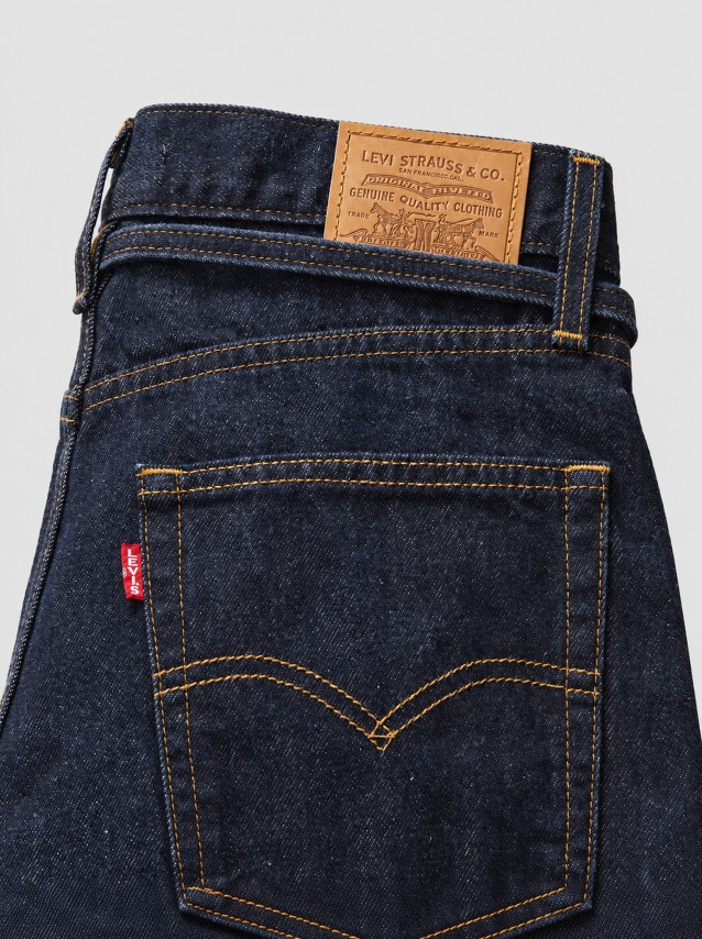 Jeans Levis  Mulher Xl Straight Dark Indigo - Flat Finish