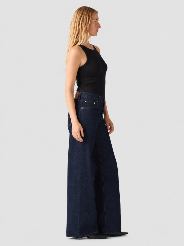 Jeans Levis  Mulher Xl Straight Dark Indigo - Flat Finish