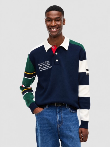 Polo Tommy Jeans Homem Tjm Reg Tommy Knitted Rugby Ext Polo Tommy Jeans Homem Tjm Reg Tommy Knitted Rugby Ext