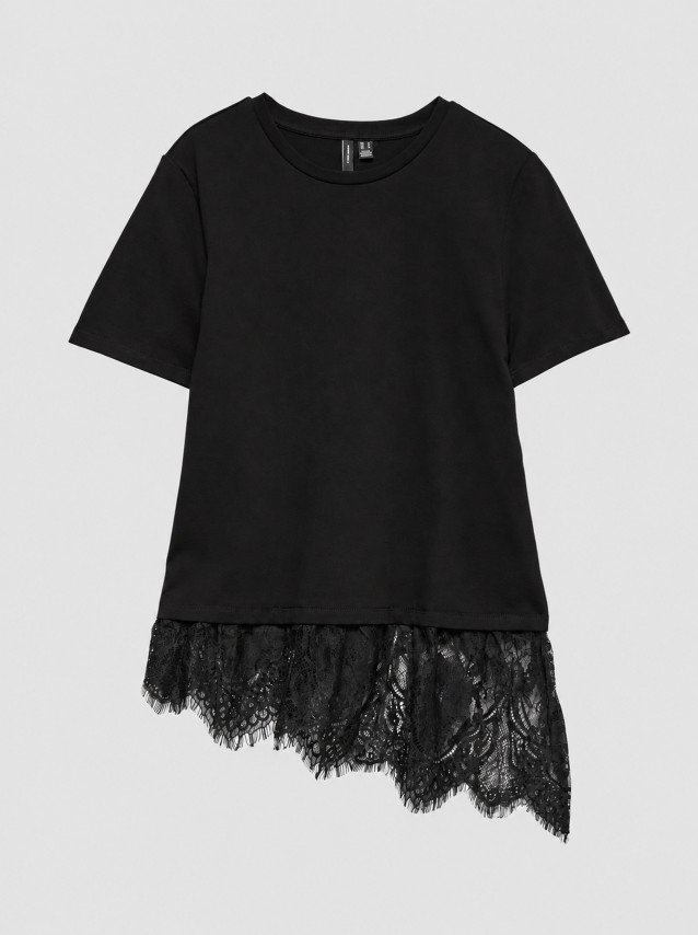 T-Shirt Vero Moda Mulher Vmbrit Ss O-Neck Lace T-Shirt Jrs
