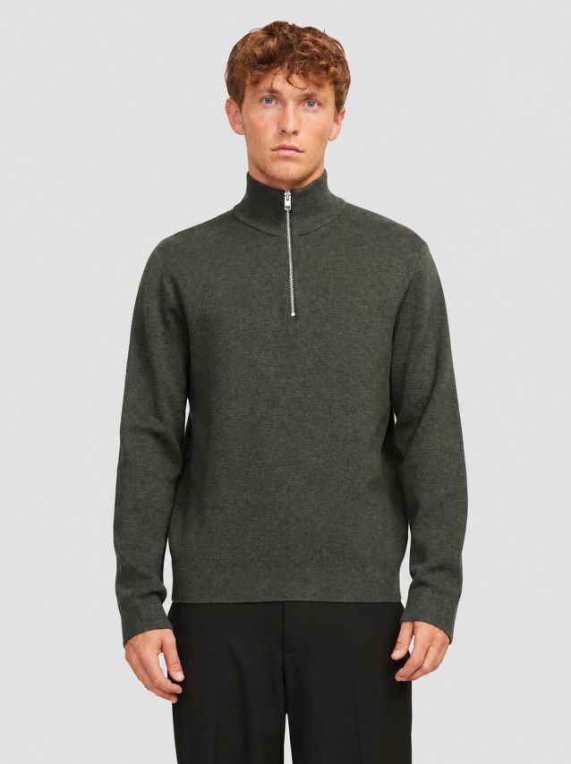 Camisola Jack & Jones Homem Jprblamilano Stitch Knit Half Zip Sn