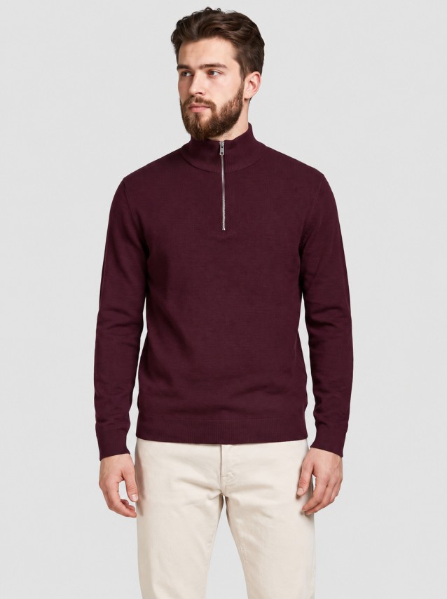 Camisola Jack & Jones Homem Jprblamilano Stitch Knit Half Zip Sn