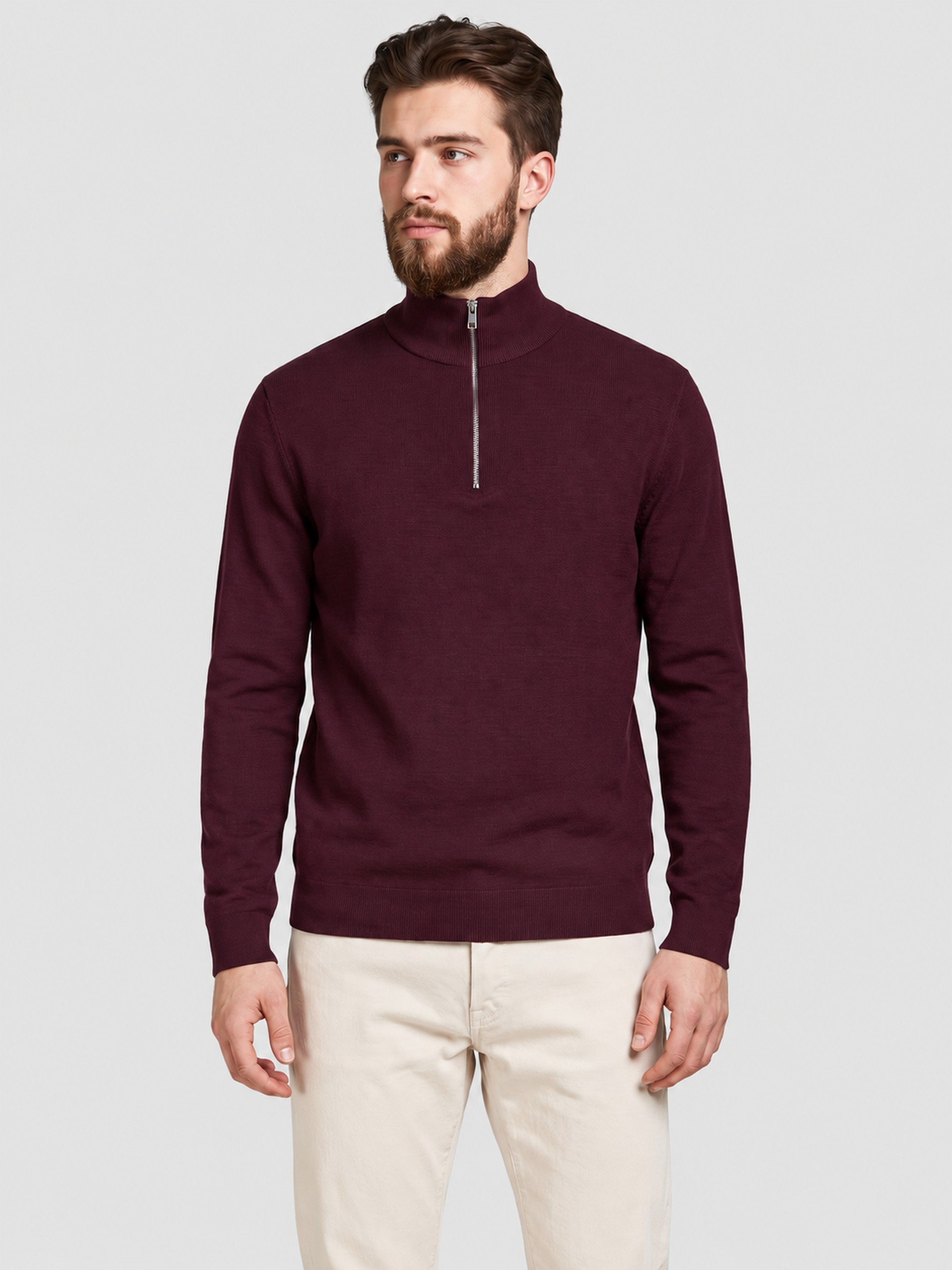 Camisola Jack & Jones Homem Jprblamilano Stitch Knit Half Zip Sn