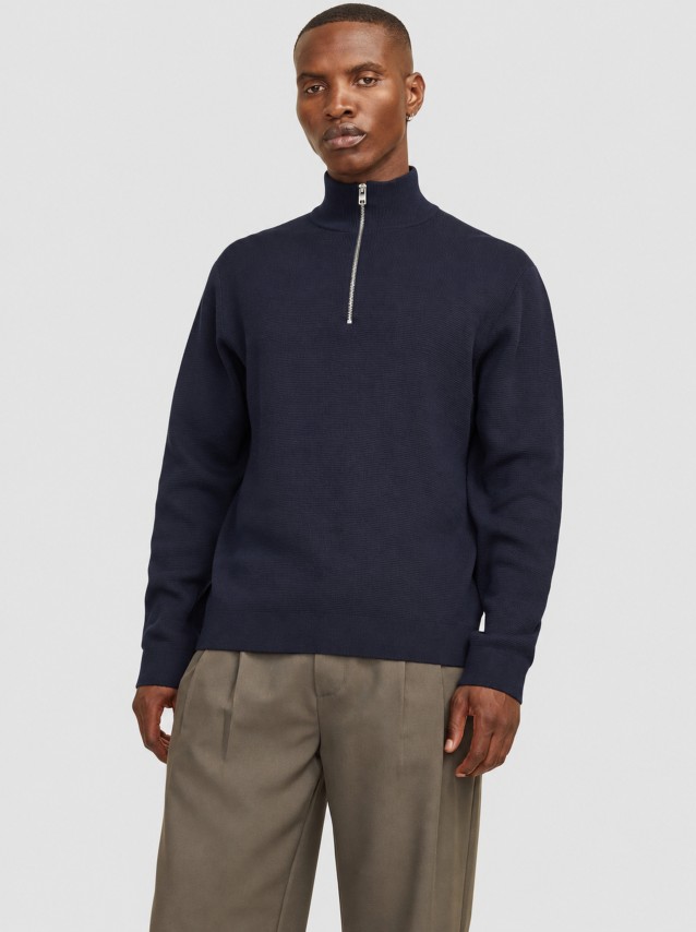 Camisola Jack & Jones Homem Jprblamilano Stitch Knit Half Zip Sn