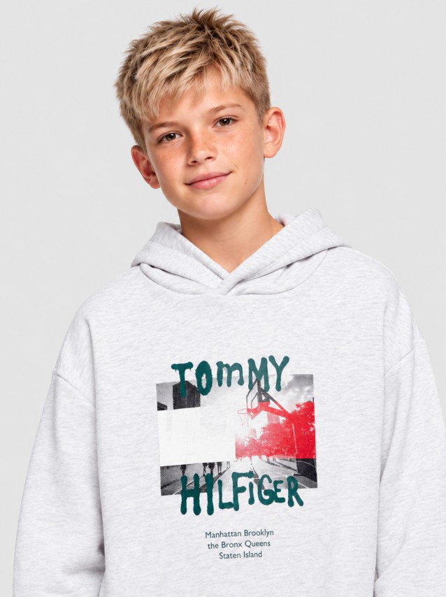 Sweatshirt Tommy Hilfiger Menino Flag Grafitti Hoodie