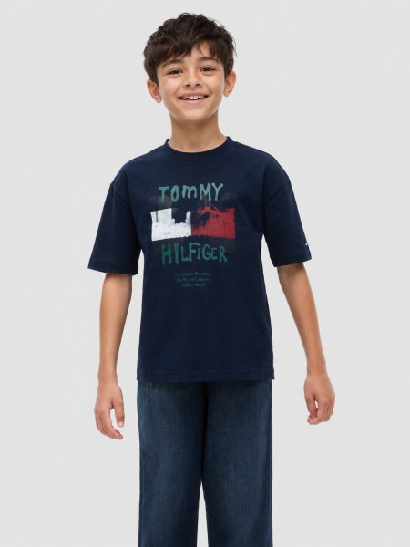 T-Shirt Tommy Hilfiger Menino Flag Grafitti Tee Ss T-Shirt Tommy Hilfiger Menino Flag Grafitti Tee Ss