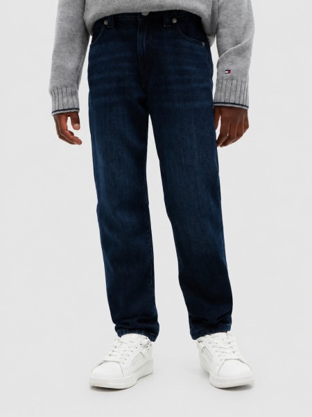 Jeans Tommy Hilfiger Menino Straight Blue Black Jeans Tommy Hilfiger Menino Straight Blue Black