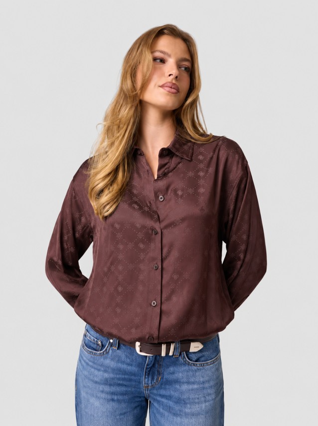 Camisa Guess Mulher Ls Carolyn Logo Shirt