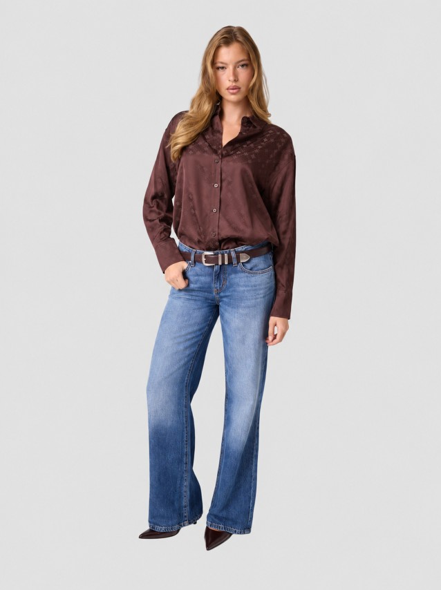 Camisa Guess Mulher Ls Carolyn Logo Shirt