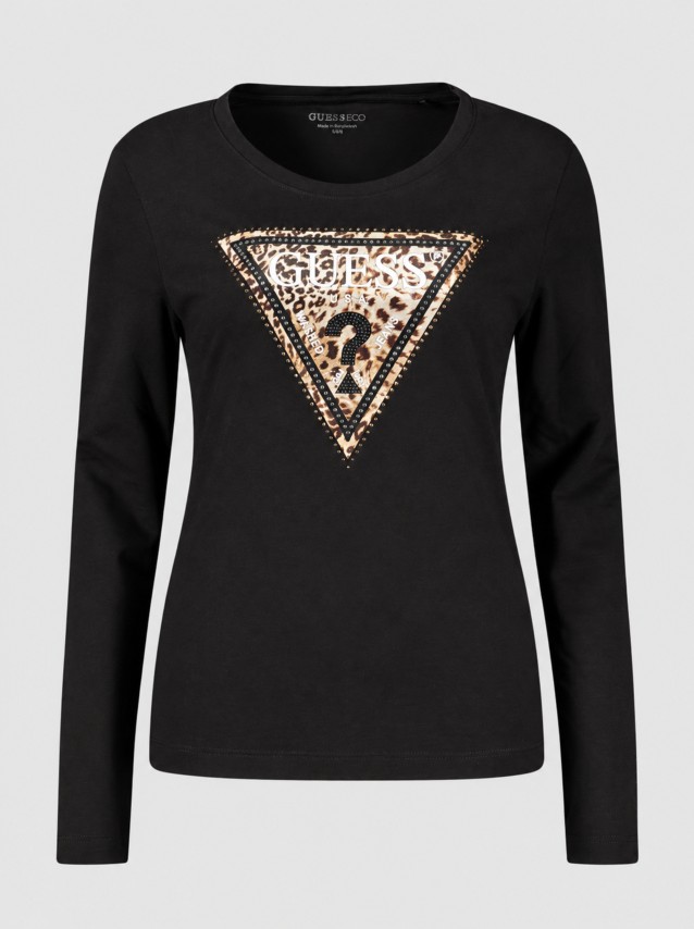 Camisola Guess Mulher Ls Cn Savanna Leopard Triangle