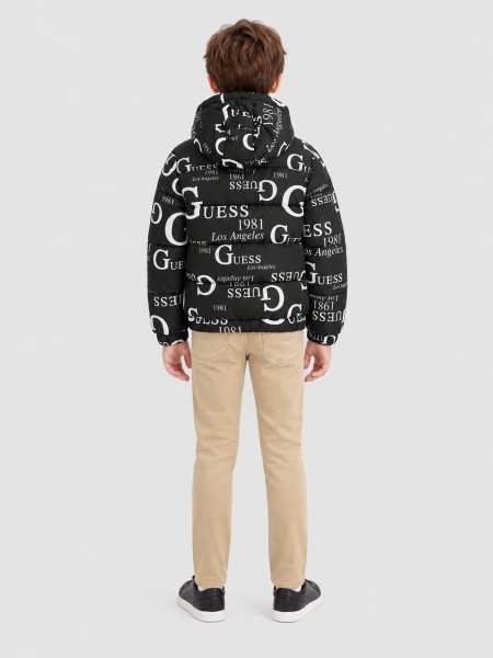 Kispo Guess Menino Oversize Hooded Ls Puffer W/zi