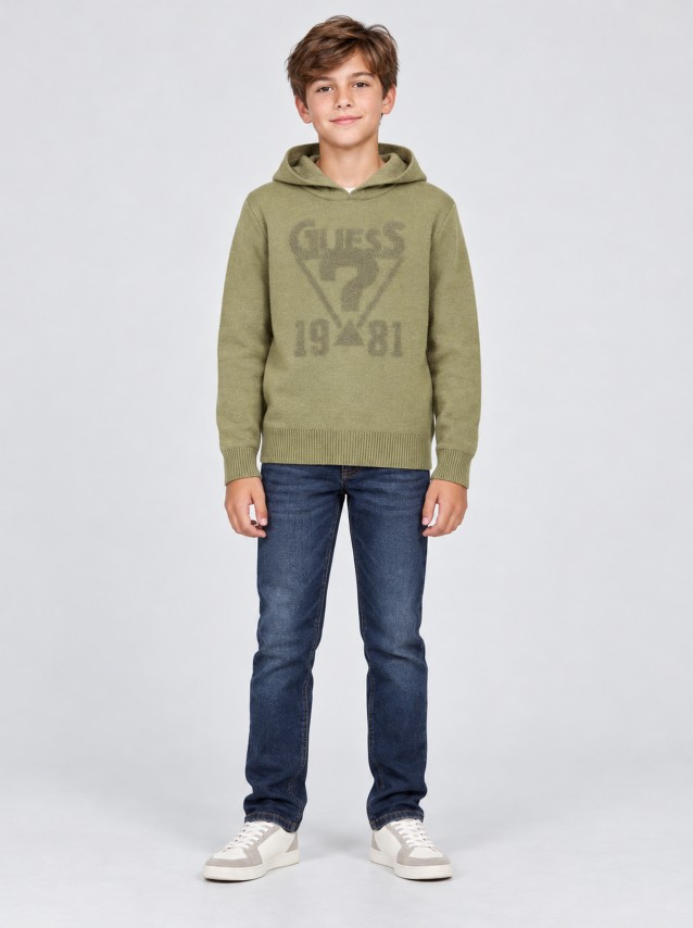 Sweatshirt Guess Menino Hooded Long Sleeve Sweater