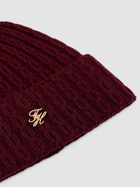 Gorro Tommy Hilfiger Mulher Th Script Cable Pom Beanie Gorro Tommy Hilfiger Mulher Th Script Cable Pom Beanie