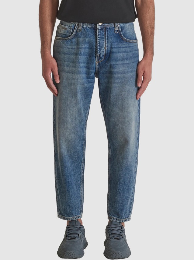 Jeans Antony Morato Homem Doris Baggy Ankle Lenght Fit In Rigid Blue Denim