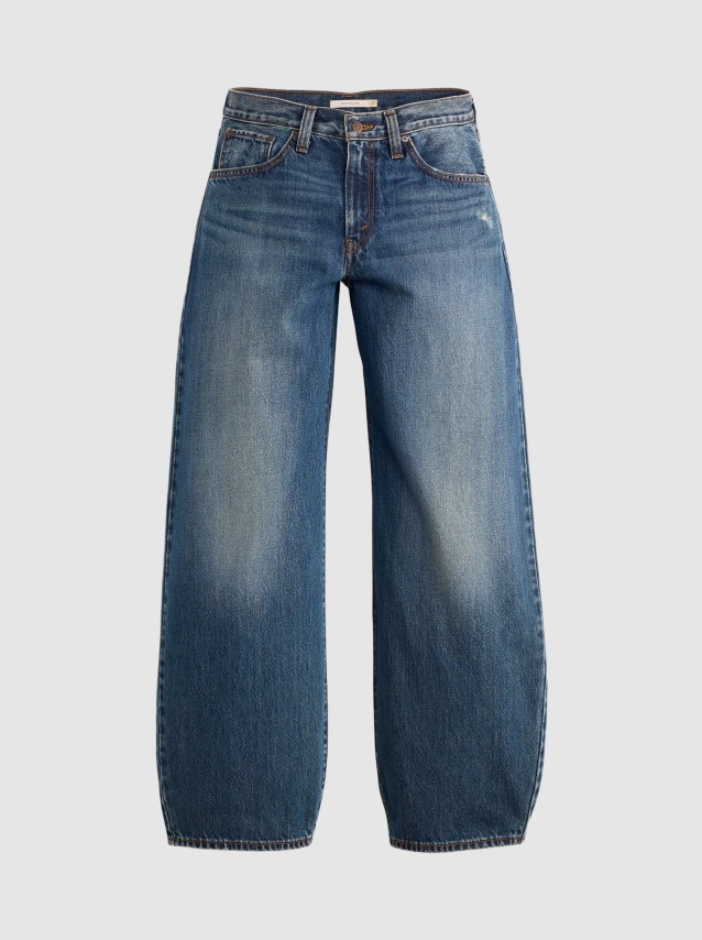 Jeans Levis Mulher Middy Balloon Med Indigo - Worn In