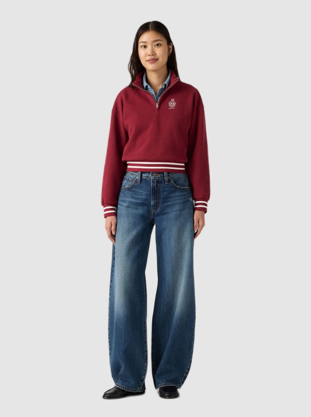Jeans Levis Mulher Middy Balloon Med Indigo - Worn In