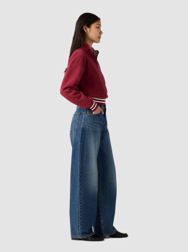 Jeans Levis Mulher Middy Balloon Med Indigo - Worn In