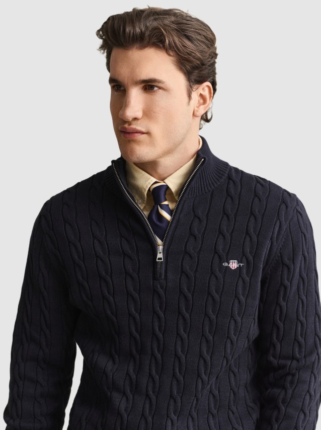 Camisola Gant Homem Cotton Cable Half Zip