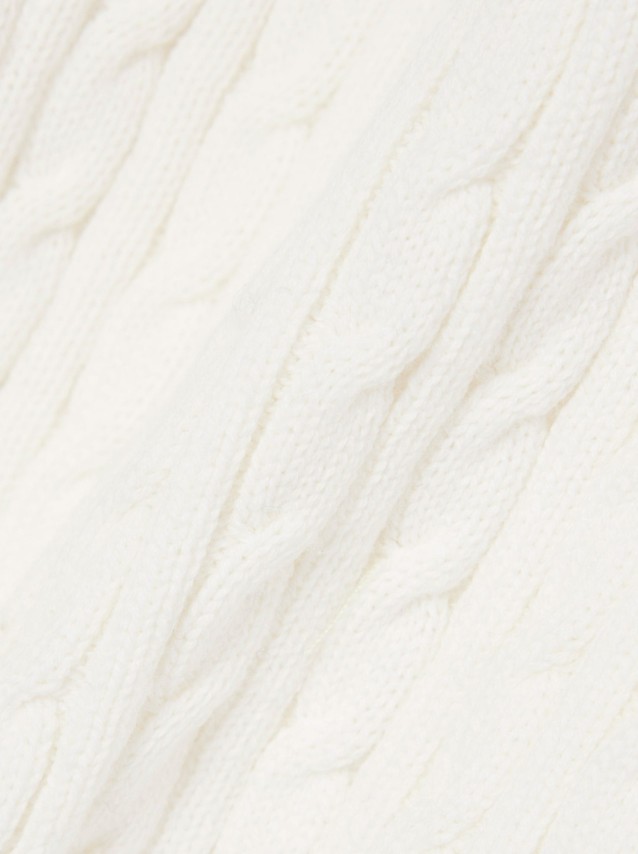 Polo Lacoste Mulher Contrast Accent Cable Knit Polo Collar Sweater