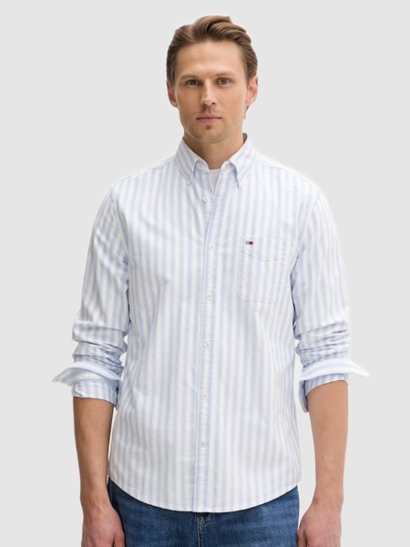 Camisa Tommy Jeans Homem Tjm Reg Stripe Oxford Shirt Ext Camisa Tommy Jeans Homem Tjm Reg Stripe Oxford Shirt Ext
