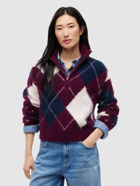 Camisola Tommy Jeans Mulher Tjw Fluffy Quarter Zip Sweater Camisola Tommy Jeans Mulher Tjw Fluffy Quarter Zip Sweater