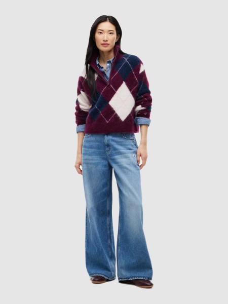 Camisola Tommy Jeans Mulher Tjw Fluffy Quarter Zip Sweater Camisola Tommy Jeans Mulher Tjw Fluffy Quarter Zip Sweater