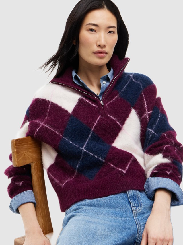 Camisola Tommy Jeans Mulher Tjw Fluffy Quarter Zip Sweater